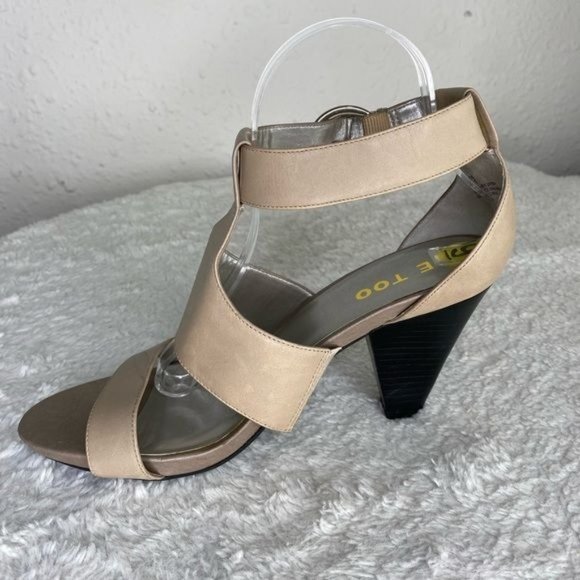 ME TOO Size 9 DIXIE BEIGE Gladiator Leather High Heel Sandal Open Toe Shoes - Picture 3 of 15
